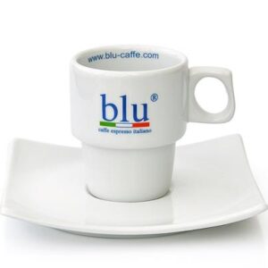 Porcelain cup Break with round saucer for espresso coffee.